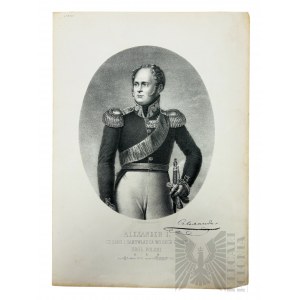 XIX Wiek Aleksander Lesser - Grafika Aleksander I Cesarz i Samowładca Wszech Rosyyi Król Polski