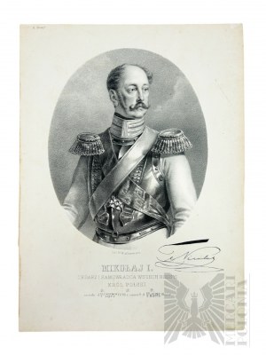 XIX Wiek Grafika Aleksander Lesser ( Mikołaj I Cesarz i Samowładca Wszech Rosyyi Król Polski )