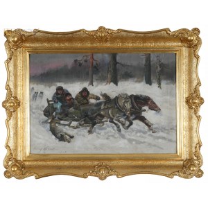 Jerzy KOSSAK (1886-1955), Napad wilków (1944)