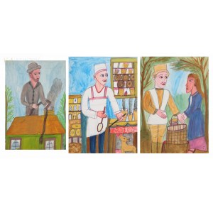 Marianna WIŚNIOS (1909 (?)-1996), Codzienna praca - zestaw trzech prac (1994)