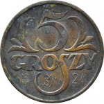 II RP, 5 groszy 1923 12/IV SW 24, PAMIĄTKOWE, wizyta prezydenta Wojciechowskiego w Mennicy