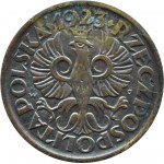 II RP, 5 groszy 1923 12/IV SW 24, PAMIĄTKOWE, wizyta prezydenta Wojciechowskiego w Mennicy