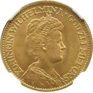 Królestwo Niderlandów, Wilhelmina, 10 guldenów 1912, Utrecht, NGC MS63
