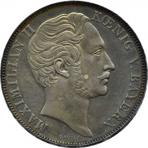 Germany, Bavaria, Maximilian II, 2 Marian guilders 1855, Munich, BEAUTIFUL!