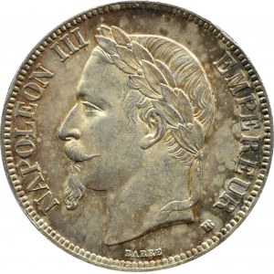 Francja, Napoleon III, 5 franków 1868 BB, Strasburg, UNC