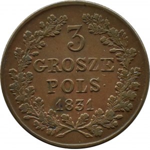Powstanie Listopadowe, 3 grosze 1831 K.G., Warszawa