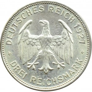 Republika Weimarska, 450 lat Uniwersytetu w Tubingen, 3 marki 1927 F, Stuttgart, UNC