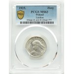 II RP, Spikes, 1 zloty 1925, London, PCGS MS63