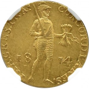 Kingdom of the Netherlands, Willem I, ducat 1814, Utrecht, NGC AU55