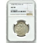 II RP, Jozef Pilsudski, 5 zloty 1938, Warsaw, NGC AU58