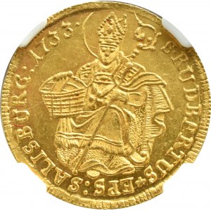 Austria, Arcybiskupstwo Salzburg, dukat 1733, NGC MS64
