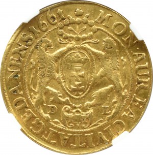 Jan II Kazimierz, dukat 1661 D-L, Gdańsk, NGC XF40