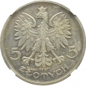 II RP, Nike, 5 złotych 1927, Warszawa, PRÓBA, NGC PROOF