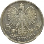 II RP, Nike, 5 złotych 1927, Warszawa, PRÓBA, NGC PROOF