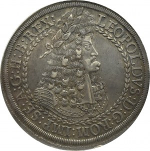 Austria, Tyrol, Leopold I, dwutalar (Doppelter Reichstaler), Hall, NGC AU55