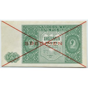 RP, 2 złote 1946, Warszawa, czerwony nadruk SPECIMEN, UNC