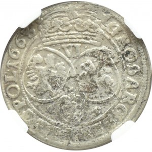 John II Casimir, sixpence 1663 AT, Krakow, NGC AU50