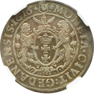 Zygmunt III Waza, ort 1616 PRVS:, Gdańsk, szeroka kryza, NGC XF45