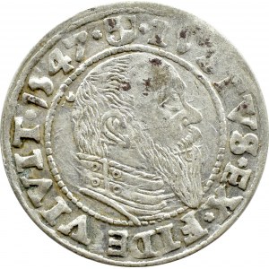 Prusy Książęce, Albrecht, grosz pruski 1547, Królewiec, RZADKI