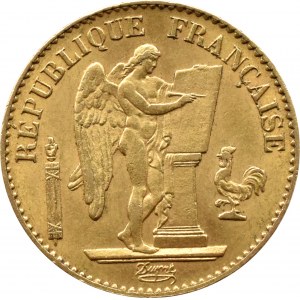 France, Republic, 20 francs 1886 A, Paris, Genius, RARE ANNIVERSARY