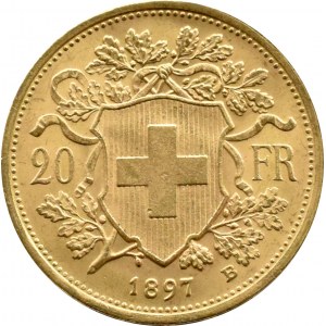 Switzerland, Heidi, 20 francs 1897, Bern, OLD BEAT, RARE
