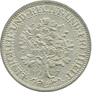 Weimar Republic, Oak, 5 marks 1927 E, Muldenhütten