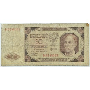 RP, 10 zloty 1948, serie H, Varsavia