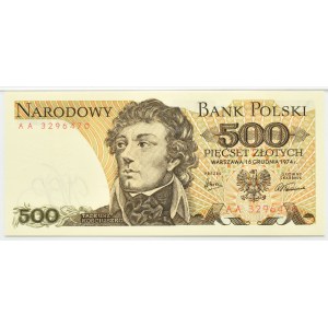 PRL, T. Kościuszko, 500 zloty 1974, série AA, Varsovie, PMG 66 EPQ, RARE