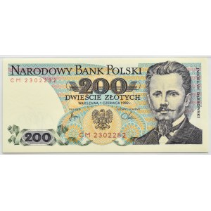 PRL, J. Dabrowski, 200 gold 1982, CM series, Warsaw, PMG 66 EPQ