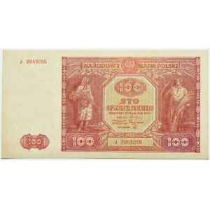 RP, 100 złotych 1946, Warszawa, seria J, PIĘKNE!