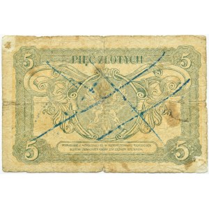 II RP, bilet zdawkowy 5 złotych 1925, seria F, FAŁSZERSTWO Z EPOKI