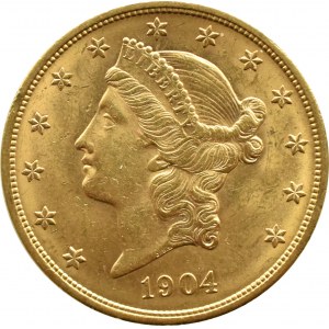 États-Unis d'Amérique, tête de la Liberté, 20 $ 1904, Philadelphie