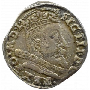 Sigismond III Vasa, trojak 1598, Vilnius, CHALECKI et TÊTE DE LA VAGUE, HYBRYDA STEMPLI