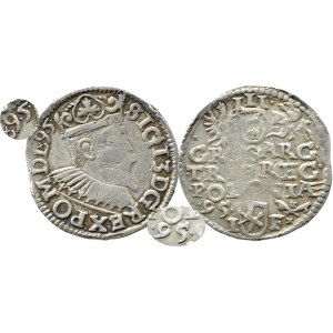 Sigismund III Vasa, trojak 1595, Poznań - TWO DATES - RARE.