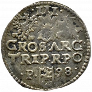 Sigismond III Vasa, trojak 1598, Poznań, NON MENTIONNÉ - PAS DE CROIX EN A