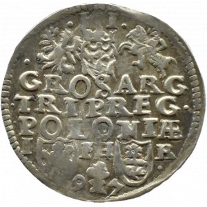 Sigismund III Vasa, trojak 1597, Poznań, R-EX and two ●●.