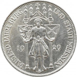 Republika Weimarska, Meissen, 3 marki 1929 E, Drezno, PIĘKNE