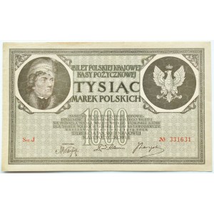 II RP, 1000 marks 1919, J series, Warsaw, BEAUTIFUL and RARE!
