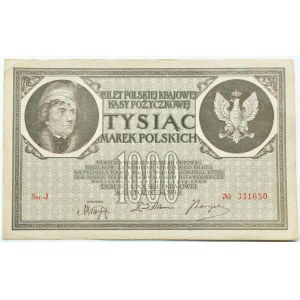 II RP, 1000 marek 1919, seria J, Warszawa, RZADKIE!