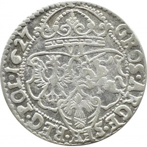 Zygmunt III Waza, six pence 1627 demi-cossack, Cracovie