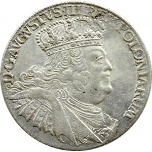 August III Sas, ort (18 groszy) 1755 EC, szerokie popiersie, Lipsk