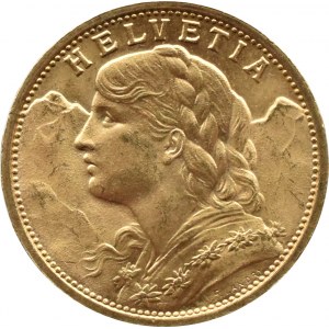 Svizzera, Heidi, 20 franchi 1910 B, Berna, UNC