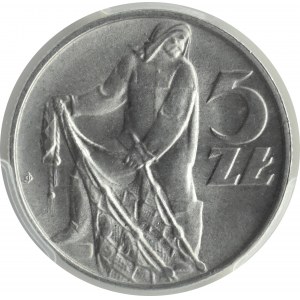 PRL, Rybak, 5 złotych 1974, Warszawa, płaska data, PCGS MS66