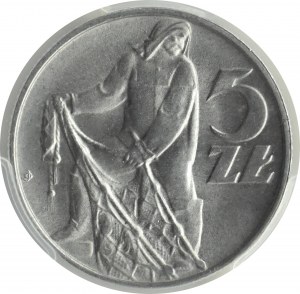 People's Republic of Poland, Fisherman, 5 gold 1974, Warsaw, flat date, PCGS MS66