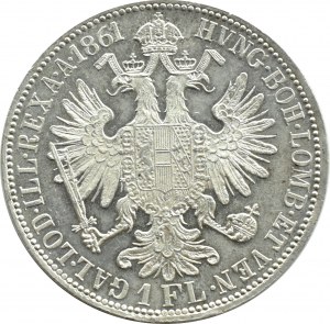 Austria, Franz Joseph I, 1 florin 1861 A, Vienna, BEAUTIFUL