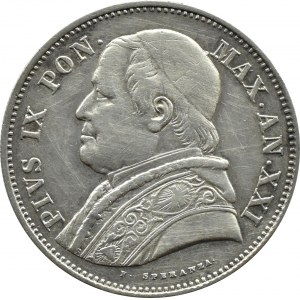 Państwo Kościelne, Pius IX, 2 1/2 lira 1867, Rzym RZADKIE