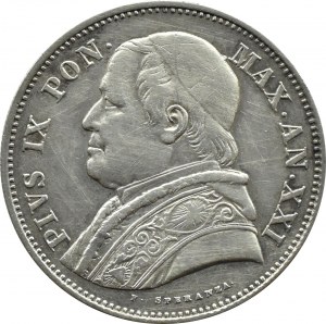 Ecclesiastical State, Pius IX, 2 1/2 lira 1867, Rome RARE