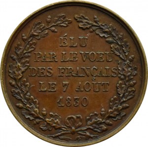 France, Louis-Philippe I, proclamation token 1830, ref. Barre