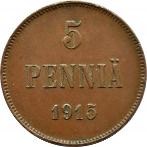 Finland, Nicholas II, 5 penniä 1915, Helsinki