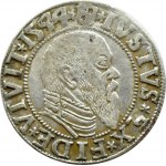 Prusy Książęce, Albrecht, grosz pruski 1544, Królewiec, ODWRÓCONE N